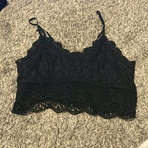Lace black cropped tank top